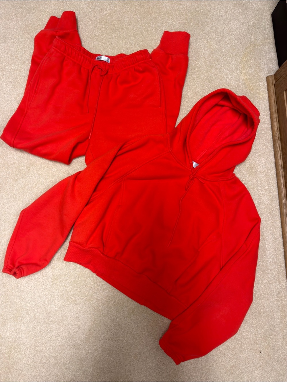 FLX Red Hooded Sweatshirt and Jogger Set - SMALL BOTTOMS, MEDIUM TOP
